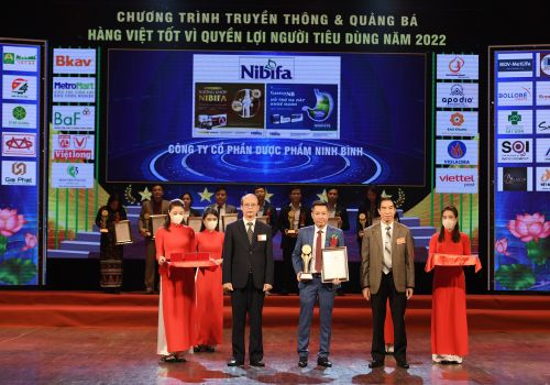 DƯỢC PHẨM NINH BÌNH (NIBIFA) NHẬN GIẢI THƯỞNG VÀNG VÌ QUYỀN LỢI NGƯỜI TIÊU DÙNG